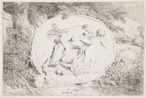 Nymph Astride a Satyr by Jean Honore Fragonard